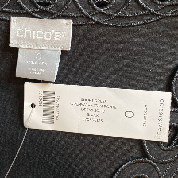 Chico’s Openwork Trim Ponte classic comfortable Little black dress - Picture 4 of 5